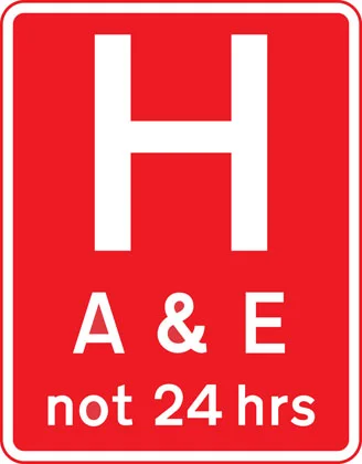 UK hospital A&E sign