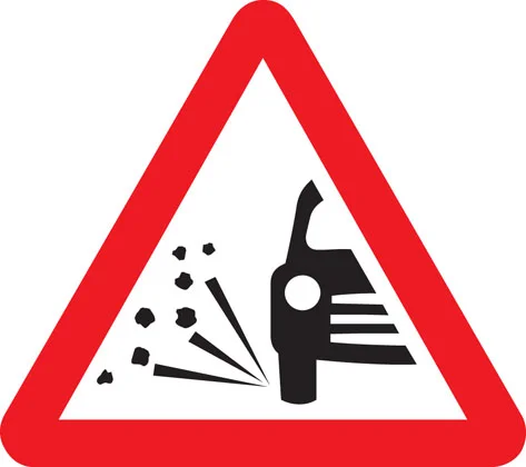 UK loose chippings sign