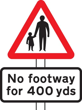UK pedestrians in road ahead warning sign